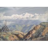 Jimmy Hulbert (20th century) Oil on canvas board Mountainous view, signed with monogram lower