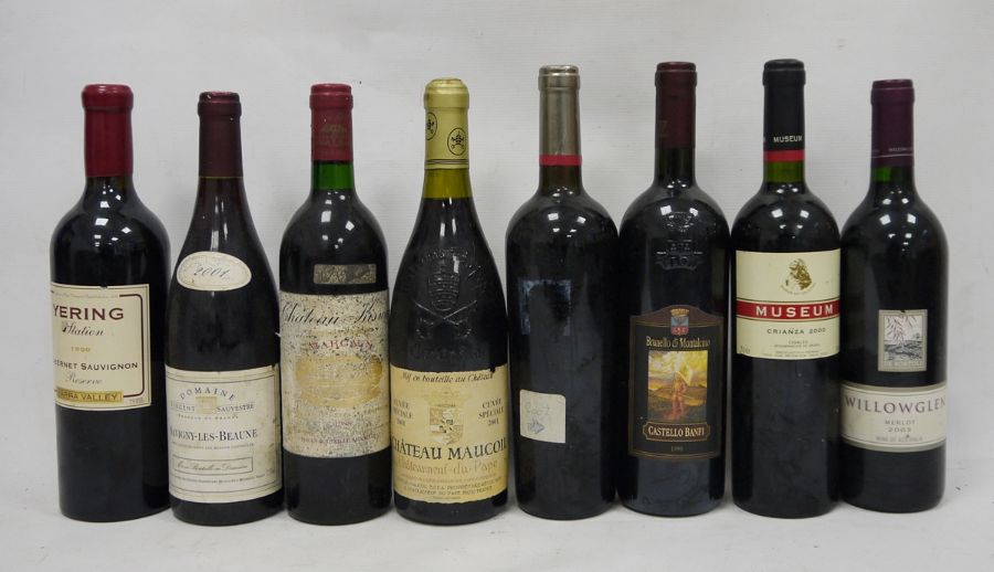 Eight bottles comprising one bottle Chateau Maucoil, Chateau-Du-Pape Cuvee Speciale 2001, one bottle