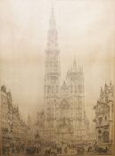 John Coney Engraving  "Cathedral Antwerp", printed signature to the margin, 54cm x 39.5cm