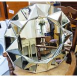 Three assorted mirrors including rectangular mirror with moulded silver-coloured frame (3)