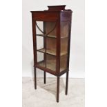 Mahogany and satinwood strung display cabinet with astragal glazed door enclosing three shelves,