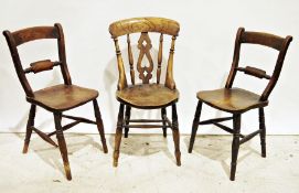 Two Oxford bar-back elm-seated chairs and one further (3)