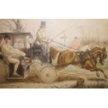 John Leech  Colour print "Where There' a Will There's a Way", hunting scene, 64cm x 83cm