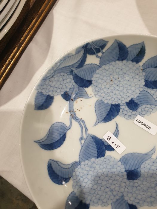 Various modern Oriental blue and white plates and bowls, floral decorated, mountain decorated, fan - Image 7 of 13