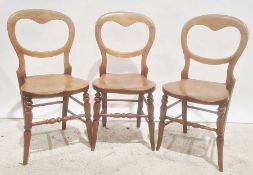 Three elm-seated balloon-back chairs, a tray and a work box (5)