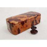 Tortoiseshell veneer trinket box, 7cm wide and a silver miniature cake stand