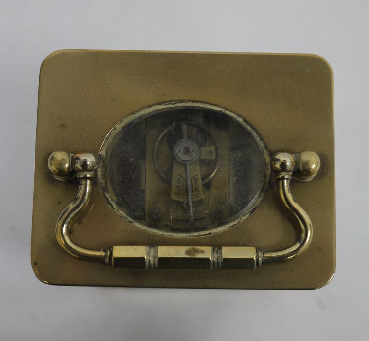 Brass and glass-cased carriage clock with handle - Image 4 of 4