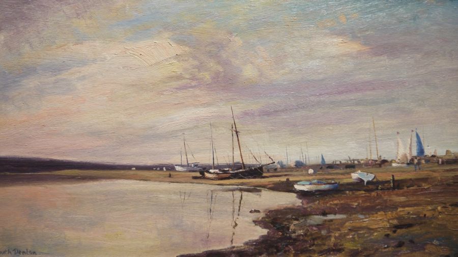 Kenneth Denton (b.1932)  Oil on board "Evening at Blakeney by Norfolk, signed lower left, signed,