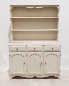 20th century white painted dresser, the top with two shelves above base of three drawers, three