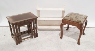 White painted short bookcase, nest of three tables and a stool (3)