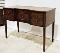 19th century mahogany breakfront sideboard with five assorted drawers, on square section tapering