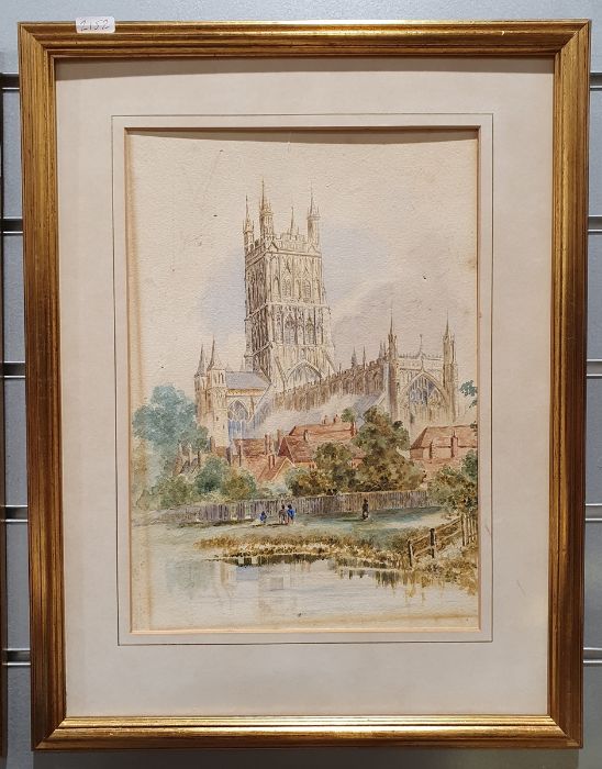 MLM Watercolour Landscape with cathedral, initialled and dated '90 lower right, together with - Image 2 of 4