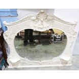 Victorian over-mantel mirror, the shaped glass in moulded and white painted frame, 126cm x 118cm