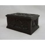 Early 20th century oak box with carved decoration Condition ReportHeight 13cm Length 25.5cm Width