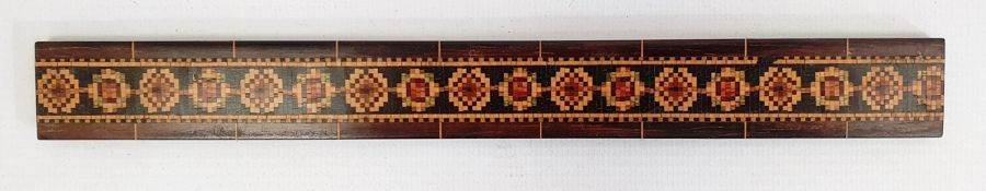 19th century hardwood and Tunbridge ware inlaid ruler, 9