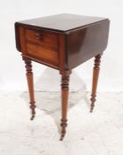19th century mahogany worktable, the rectangular top with drop leaves and rounded corners, fall-