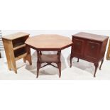 20th century mahogany two-door hifi cabinet on cabriole legs and a pine open bookcase (2)