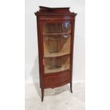 19th century mahogany, satinwood banded and boxwood strung corner display cabinet, the galleried top