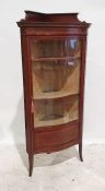 19th century mahogany, satinwood banded and boxwood strung corner display cabinet, the galleried top