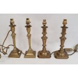 Two pairs of brass candlestick-style table lamps (4)