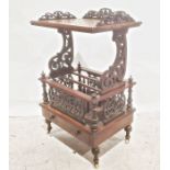 Victorian walnut canterbury with three-quarter galleried rectangular top above divided base and