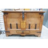 Early 20th century Anglo-Indian coffer with Eastern hardwood heavy iron and brass bindings and