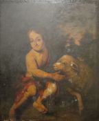 18th century school Oil on canvas  Boy with lamb, 87cm x 73cm
