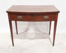 Bowfront single drawer mahogany side table on square section tapering supports and a single drawer