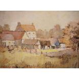 Roy Hewish (20th century school) Oil on board Farm scene, signed lower left, 34.5cm x 47cm