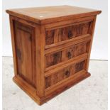 20th century chest of three drawers, on plinth base, 61cm x 60cm