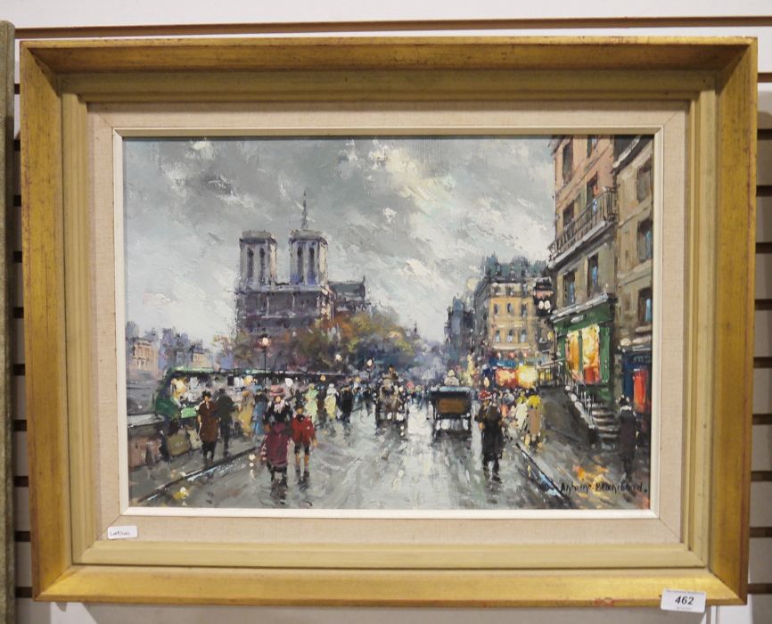 Antoine Blanchard (1910-1988)  Oil on canvas Paris street scene with Notre Dame in stormy weather, - Image 2 of 16