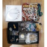 Quantity of costume jewellery to include beaded necklaces, bracelets, Lindner coin boxes and