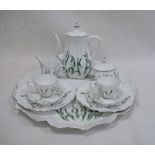 Herend cabaret set 'Snowdrop' pattern to include tray with serpentine edge, coffee pot, cream jug,