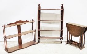 Two wall-hanging racks and an oak gateleg coffee table (3)