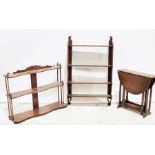 Two wall-hanging racks and an oak gateleg coffee table (3)