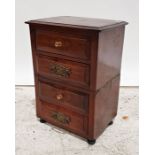 Miniature mahogany chest of four short drawers, on turned feet, 30cm x 42cm