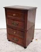 Miniature mahogany chest of four short drawers, on turned feet, 30cm x 42cm