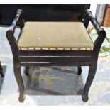 19th century piano stool in ebonised frame