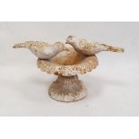 White painted cast metal doves on urn ornament, 21cm high