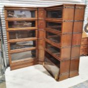 Globe Wernicke sectional bookcase consisting of three sections of five glass-fronted long cases