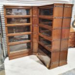 Globe Wernicke sectional bookcase consisting of three sections of five glass-fronted long cases