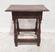 18th century-style oak joint stool, the rectangular top above four turned and block supports