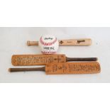 Miniature Crusader cricket bat from South Africa 1955 with facsimile signatures, another West Indies