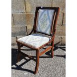 Oak framed bedroom chair with upholstered seat and back