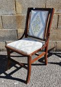 Oak framed bedroom chair with upholstered seat and back