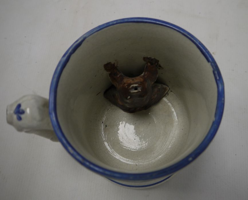 19th century Staffordshire 'Frog' tankard, a two-handled mug, E.M.& Co, two other mugs and a Cauldon - Image 5 of 9