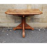 Hall table labelled Arthur Foley Cabinet Works, Salisbury, the rectangular top with front canted