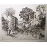 HaroldSayer (late 20th century school) Pair of engravings "Dingle's Cot" and "The Dovecot",