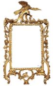 Pair giltwood wall mirrors of eighteenth century chinoiserie style, each surmounted by ho-ho bird