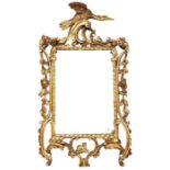 Pair giltwood wall mirrors of eighteenth century chinoiserie style, each surmounted by ho-ho bird